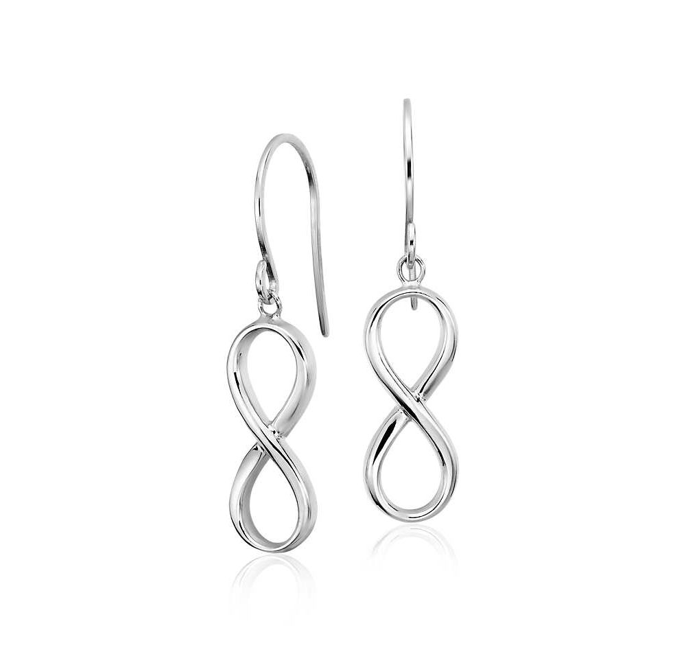Infinity Drop Earrings Sterling Silver Handmade Jewelry, Silver Earrings