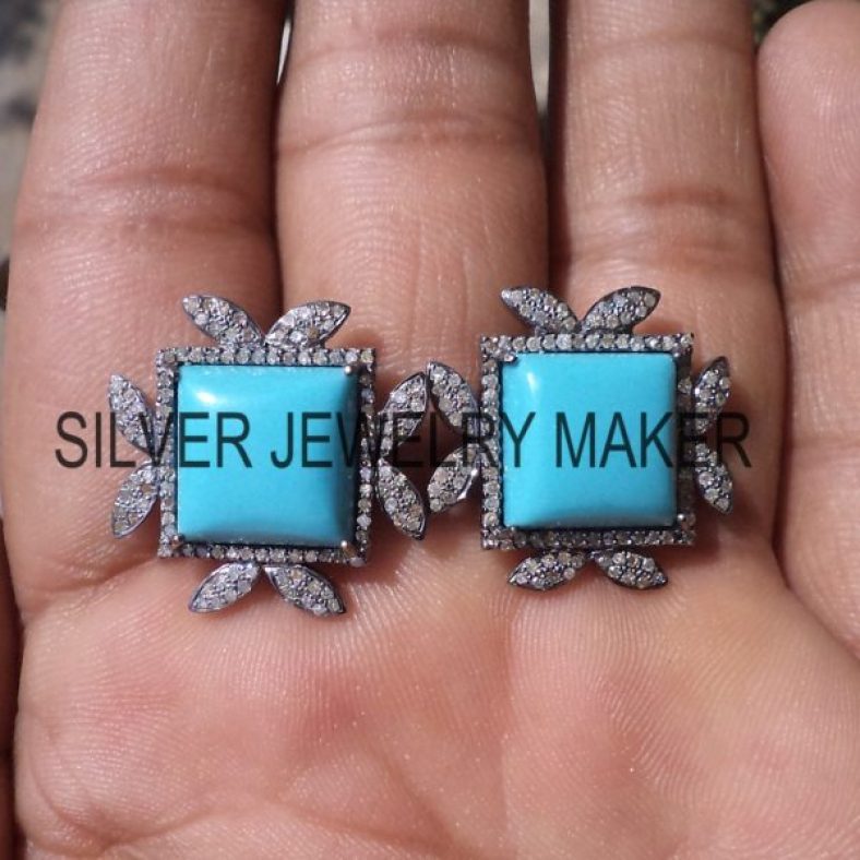 925 Sterling Silver Pave Diamond Designer Stud Earrings Jewelry, Women’s Earrings