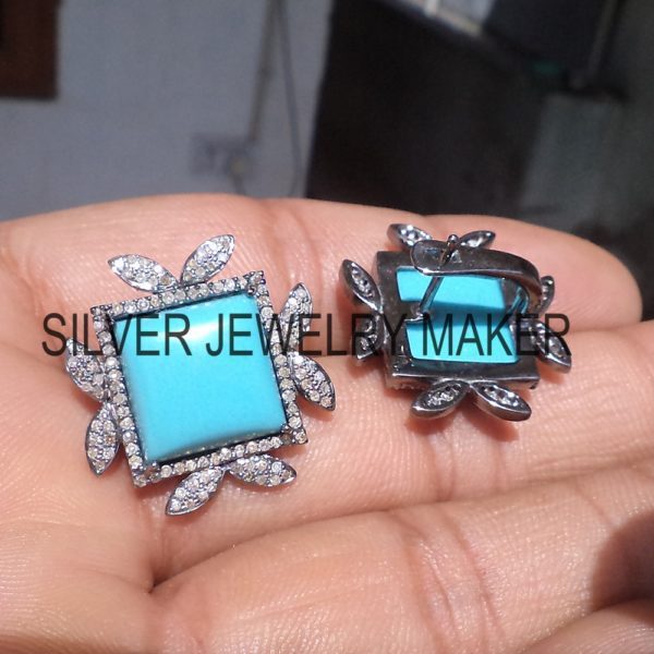 925 Sterling Silver Pave Diamond Designer Stud Earrings Jewelry, Women’s Earrings
