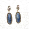 Blue Sapphire Earring, 925 Sterling Silver Pave Diamond Sapphire Earring