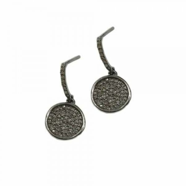Natural Pave Diamond Disc Earrings 925 Sterling Silver Fine Jewelry