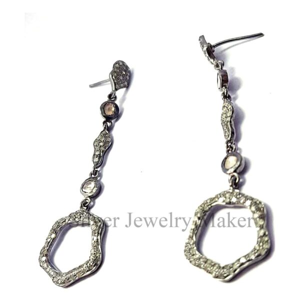 Natural pave Diamond 925 sterling Silver earring fine Gift her jewelry