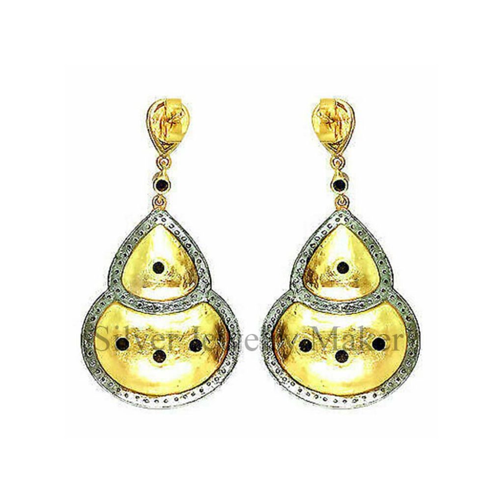 Sterling Silver Natural Coated with Pave Diamond Earrings Jewelry