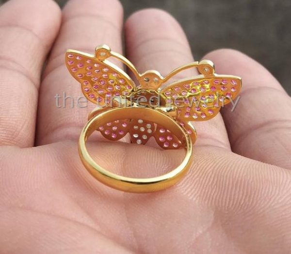14k Gold Designer Ruby With Natural Pave Diamond Butterfly Ring Sterling Silver Butterfly Fine Ring Jewelry For The United Jewelry