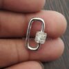 20 mm Natural Pave Diamond tinny Baby lock pendant, carabiner lock, 925 sterling silver carabiner lock pendant, lock findings jewelry
