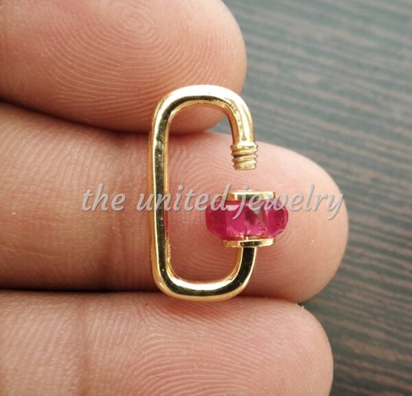 20 mm Designer Ruby Baguette Carabiner Lockiton Lock Finding Necklace Pendant Jewelry
