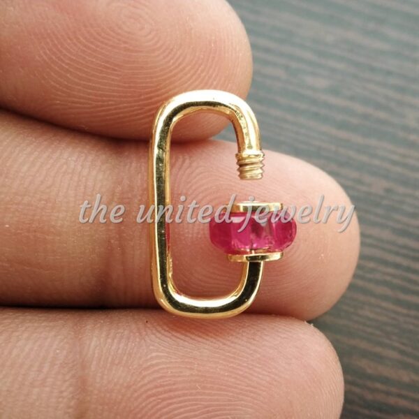 20 mm Designer Ruby Baguette Carabiner Lockiton Lock Finding Necklace Pendant Jewelry
