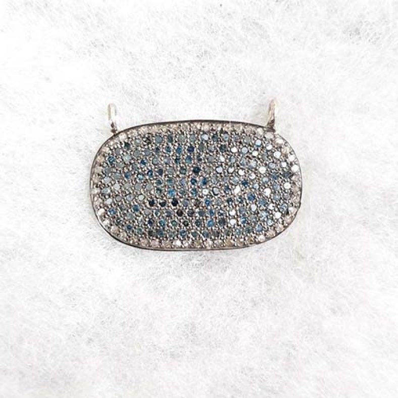 925 Sterling Silver Pave Diamond Blue Diamond Pendant Jewelry
