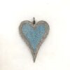 Handmade 925 Sterling Silver Pave Diamond Turquoise Heart Pendant Jewelry