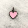 Handmade Sterling Silver Pave Diamond Pink Enamel Heart Pendant