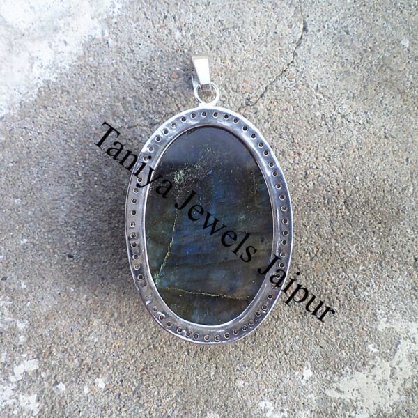 Handmade Labradorite Gemstone Pave Diamond Sterling Silver Pendant, Labradorite Pendant, Diamond Pendant, Silver Necklace Jewelry