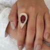 Ruby ring, pear cluster ring, statement ring, huge ring, cocktail ring, pave ring, pear ring