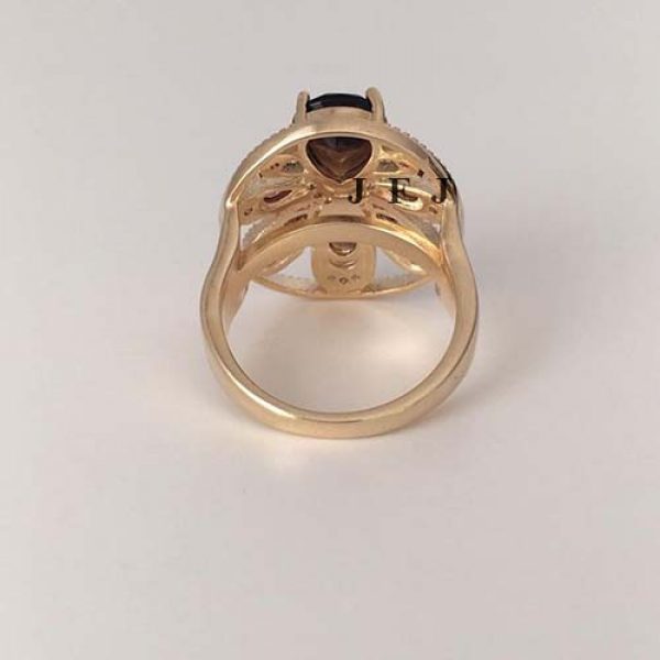 Smoky quartz ring, quartz silver ring, pear Silver ring, rings for women, Silver ring, big ring, large ring