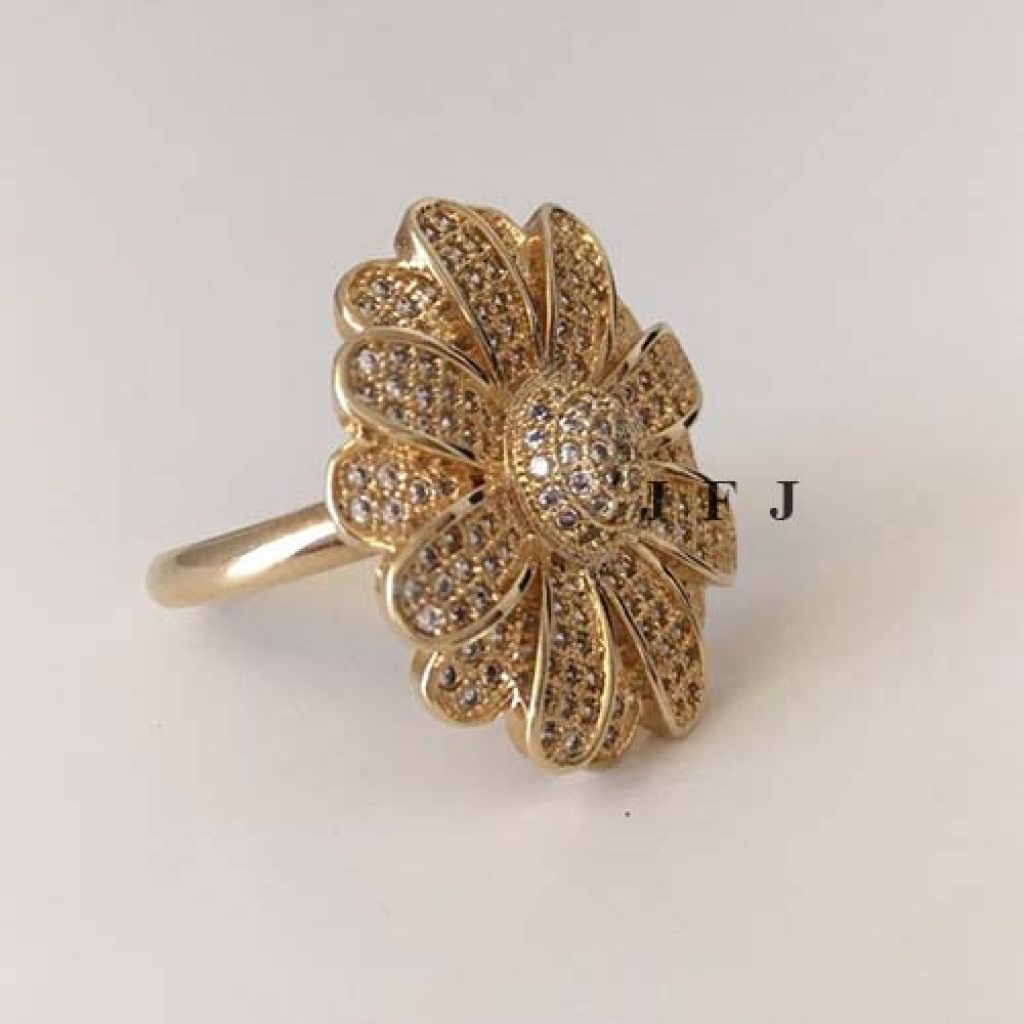 Sterling Silver Flower diamond ring, large flower gold ring, delicate diamond flower ring, big ring, gold ring, dainty ring
