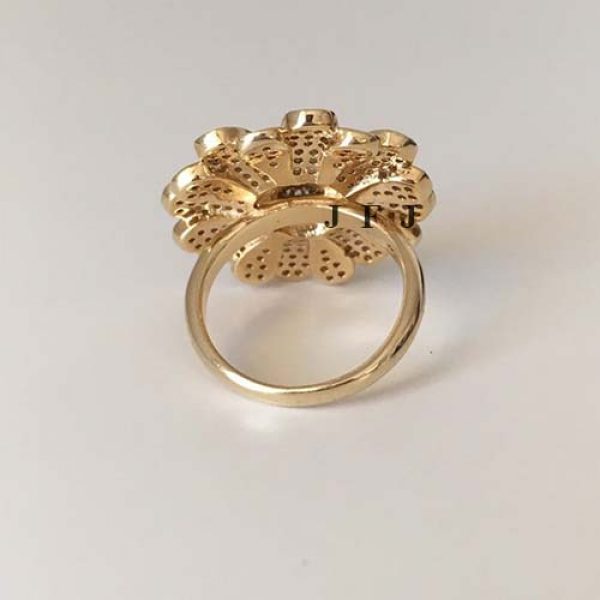 Sterling Silver Flower diamond ring, large flower gold ring, delicate diamond flower ring, big ring, gold ring, dainty ring