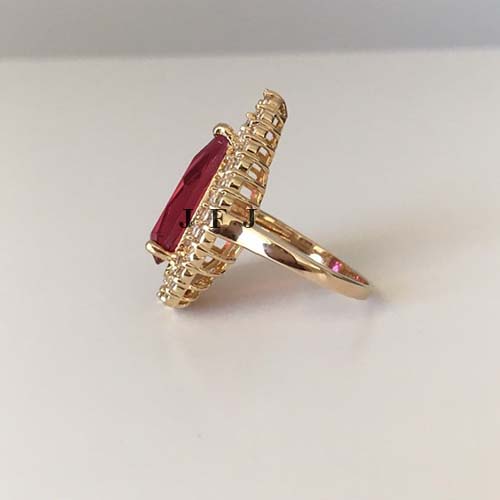 Ruby ring, sterling silver pear cut ruby ring, large ring, cocktail ring, cluster ring, cluster diamond ring