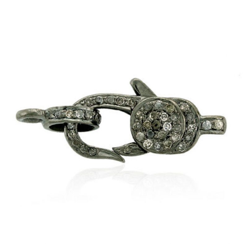 Diamond 925 Sterling Silver Clasp Lock Finding Vintage Look Jewelry