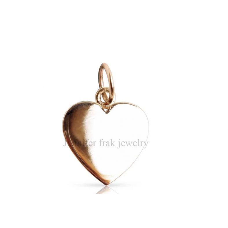 Handmade 14k Gold Heart Shape Charms Pendant Jewelry