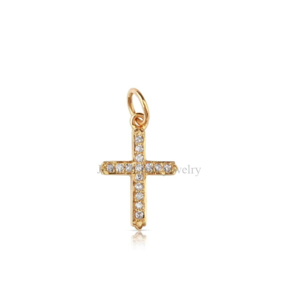 Pave Diamond Cross Shape Charms Pendant Jewelry