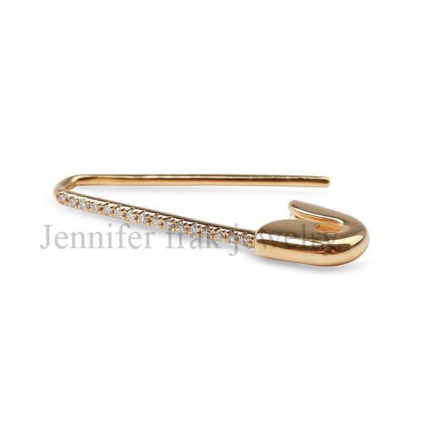 Pave Diamond Handmade Sterling Silver Safety Pin Jewelry