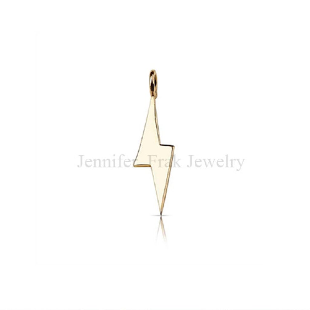 Rose Gold Plating Sterling Silver Lighting Bolt Charms Pendant Jewelry