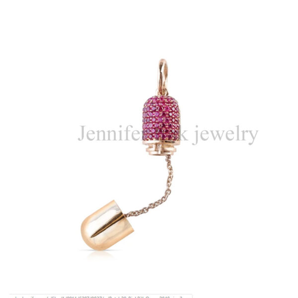Sterling Silver Ruby Gemstone Capsule Pendant Jewelry