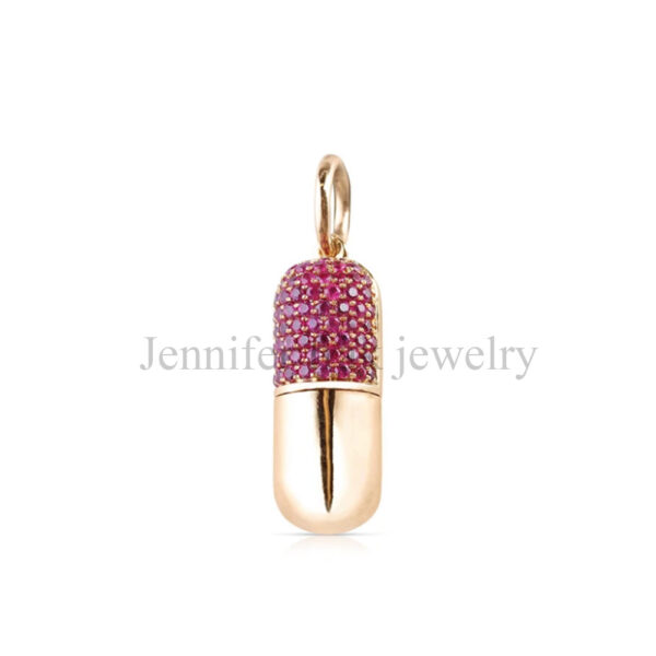 Sterling Silver Ruby Gemstone Capsule Pendant Jewelry