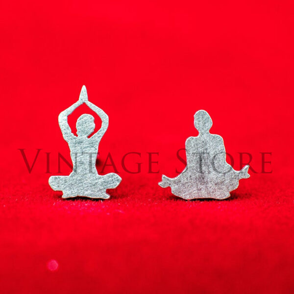 Cute yoga asanas mix sterling silver stud earrings. Hand cut tiny yoga studs. Yoga lovers gift. Yogi earrings. Yoga fan girl gift.