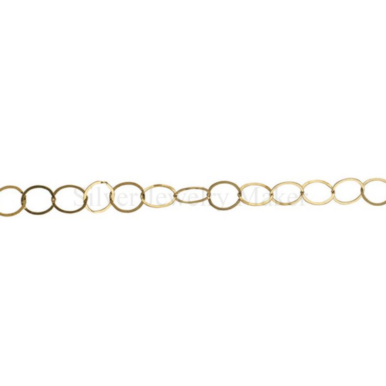 Sterling Silver Yellow Gold Plating Flat Cable Chain Jewelry, Flat Silver Cable Chain Jewelry