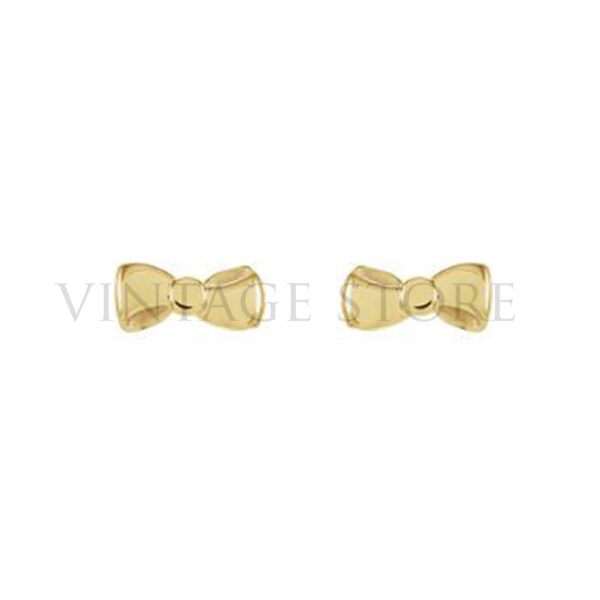 14k Gold Handmade Bow Stud Earrings Jewelry, Designer Gold Stud Earrings Jewelry