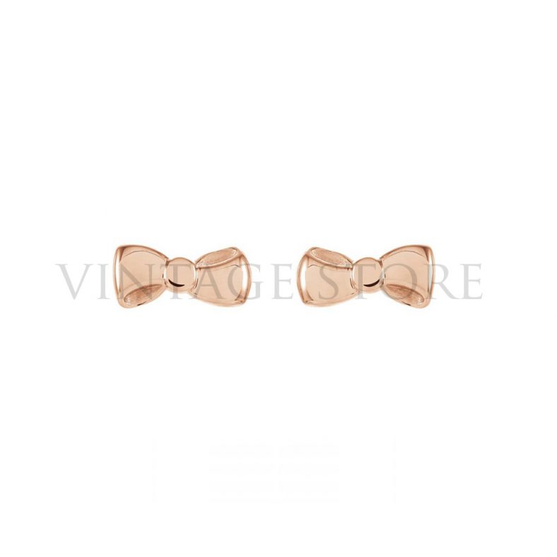 14k Rose Gold Handmade Bow Stud Earrings Jewelry, Designer Gold Stud Earrings Jewelry
