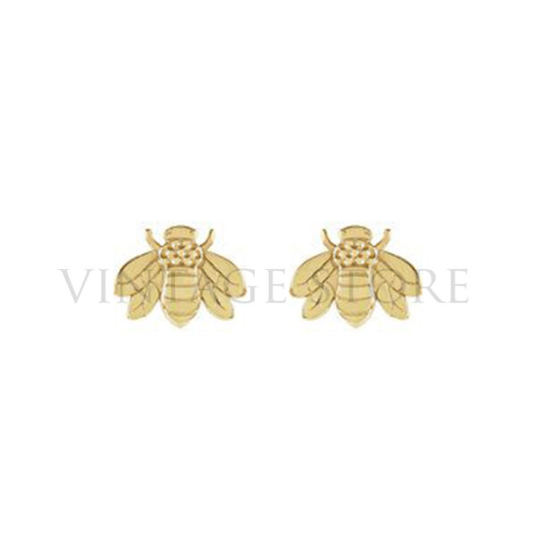 Handmade 14k Gold Bumblebee Stud Earrings Designer Jewelry