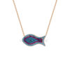 Sterling Silver Turquoise Fish Gold Plated Necklace Wholesale Silver Jewelry