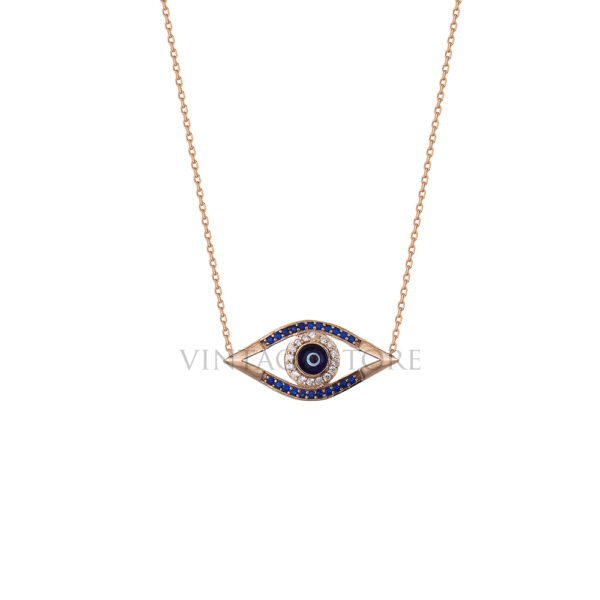 Sterling Silver Sapphire Evil eye Gold Plated Necklace Wholesale Silver Jewelry
