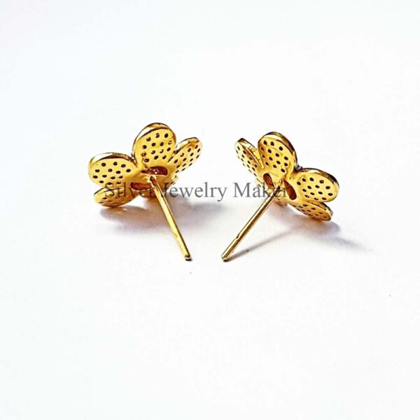 Pave Diamond Flower Shape Silver Earrings Stud Earrings Jewelry