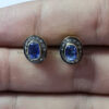 Sapphire Pave Diamond Silver Stud Earrings Jewelry