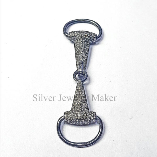Pave diamond rosecut connector 925 sterling silver finish handmade diamond bracelet connector charm
