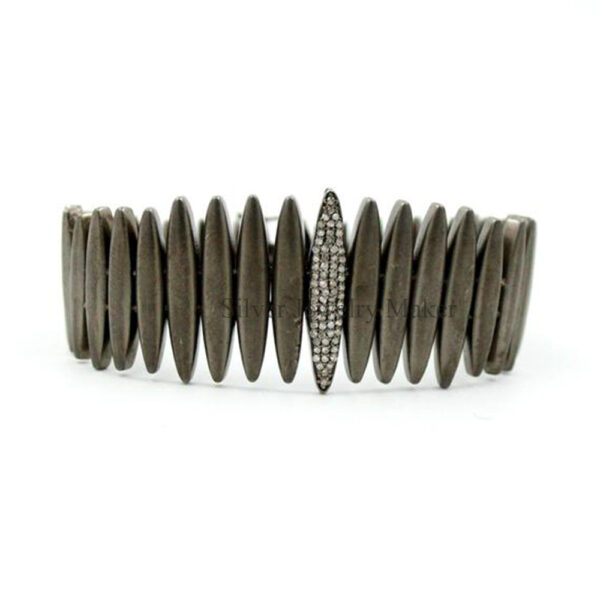 Fashionable spike designer bracelet Rosecut pave diamond bangle 925 sterling silver handmade finish diamond bracelet
