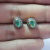 Very beautiful emerald diamond earring Rosecut pave diamond stud earrings 925 sterling silver handmade silver finish diamond stud earrings