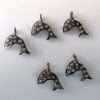 5 pcs Dolphin Sterling Silver Connector Charm Pendant, Wholesale Pave Diamond Pendant, White Topaz Pendant