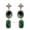 Emerald Gemstone Dangle Earrings 14k Gold Pave 3.26ct Diamond 925 Silver Jewelry