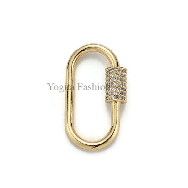 Sterling Silver Pave Diamond Carabiner Lock Jewelry Wholesale
