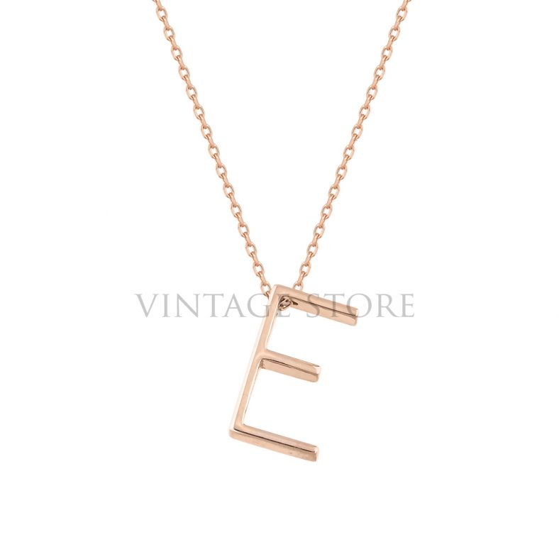 Sterling Silver E Letter with Small Evil Eye Necklace Wholesale Jewelry