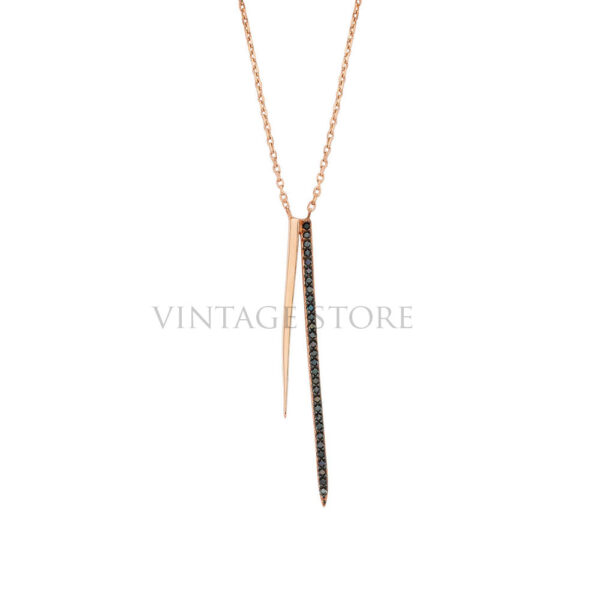 Sterling Silver Pending Two Sticks Black Diamond Necklace Wholesale Jewelry