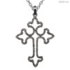 .925 Sterling Silver Designer Cross Religious Pendant Pave Diamond Jewelry
