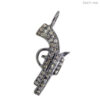 .925 Sterling Silver Gun Pendant Natural Diamond Pave Vintage Style Fine Jewelry
