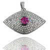 Solid 925 Sterling Silver Pave 1.9ct Diamond EVIL EYE Pendant Ruby Fine Jewelry