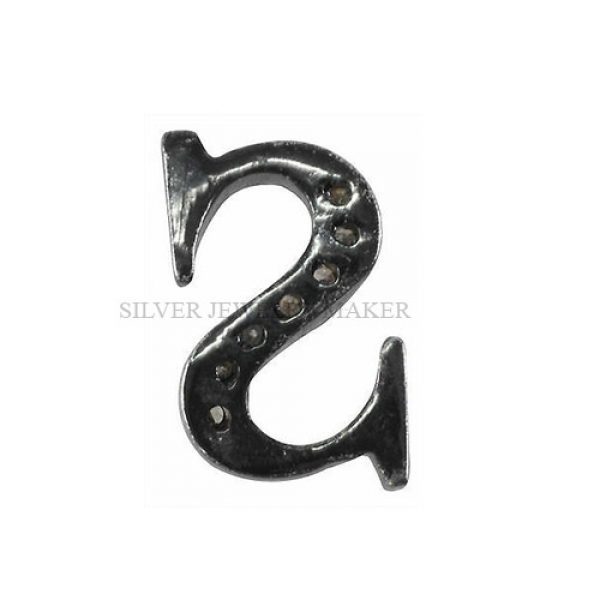 S Initial Letter .925 Sterling Silver Pave Diamond Finding Vintage Style Jewelry