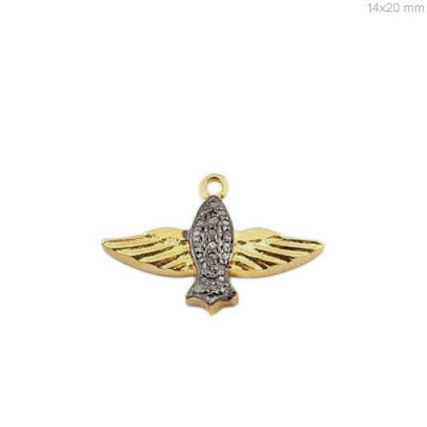 925 Sterling Silver Natural Diamond Bird Charm Pendant Fine Jewelry