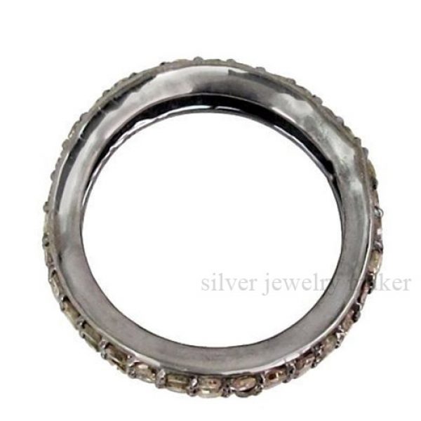Designer .925 Sterling Silver 1.89 Ct Diamond Studded Band Ring Handmade Jewelry
